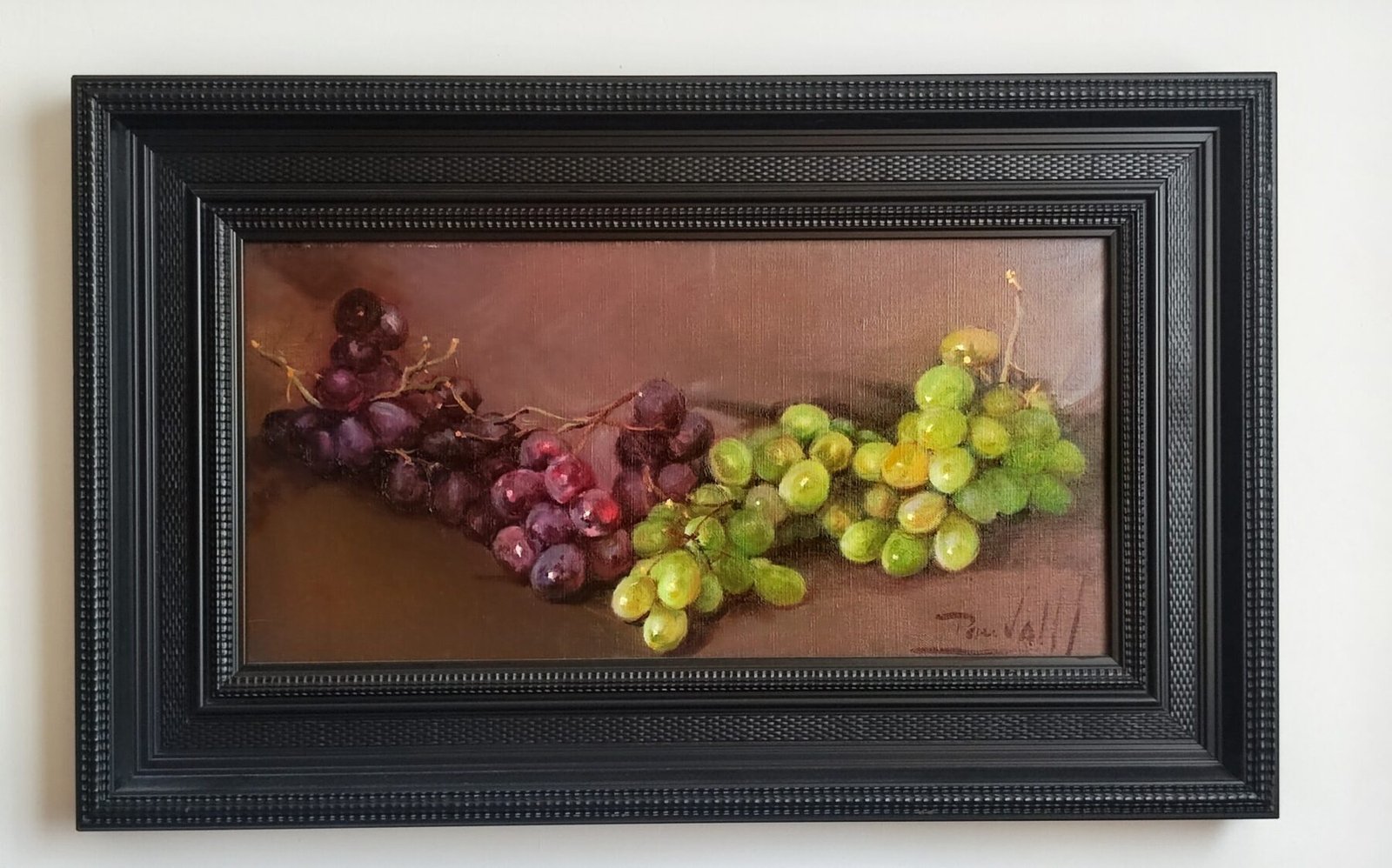 Bodegón con racimos de uva